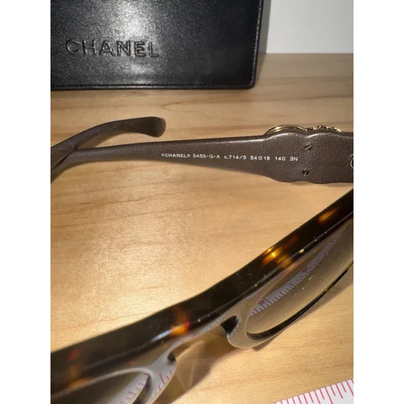 Chanel 5456QA Women's Sunglasses Butterfly CC Logo w Crystals Rare Brown Leather